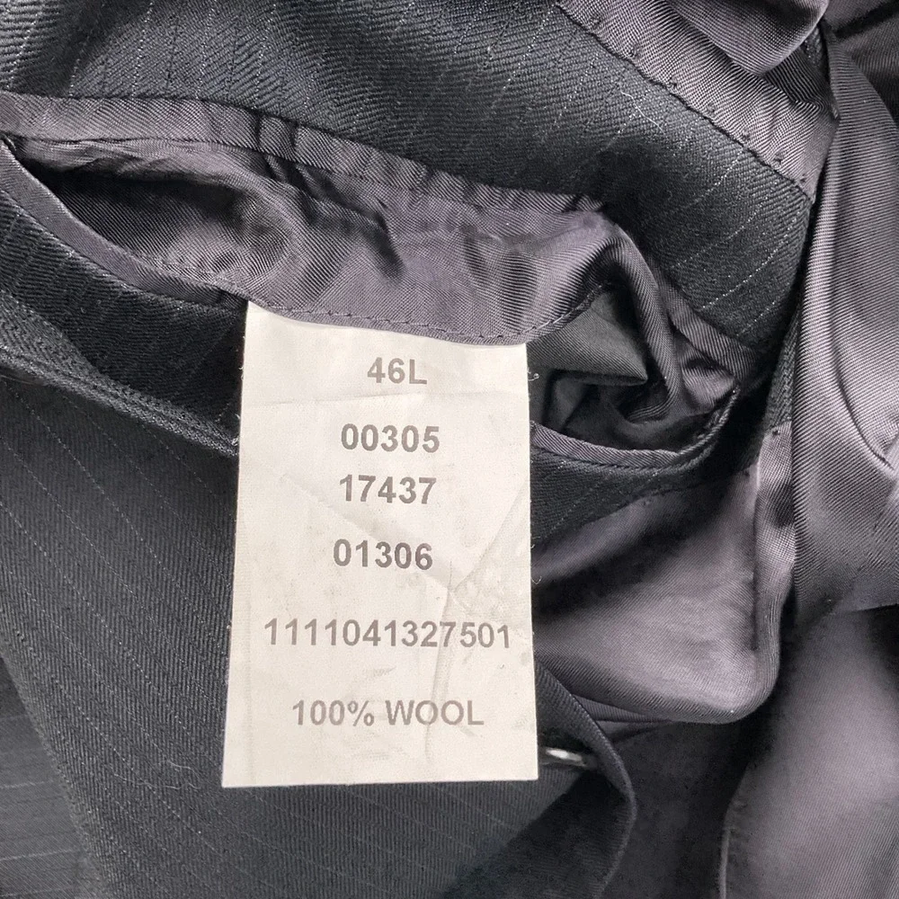 JOS A BANK Signature Suit Mens 46L 40W 29L  Black Purple Pinstripe 2 Button Wool